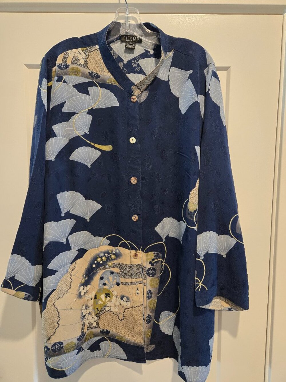 Citron Santa Monica navy Asian theme print in Silk Size 1X